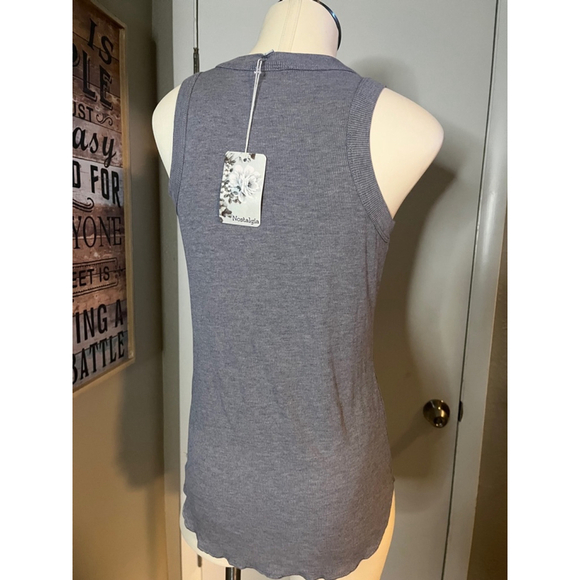 nwt womens gray tank top by nostalgia preshrunk very soft size large - Picture 6 of 9